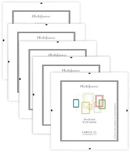 CHELY INTERMARKET Marco Clip de vidrio 20x20 cm MOD-300 Pack de 5 unds portafotos sin marcos