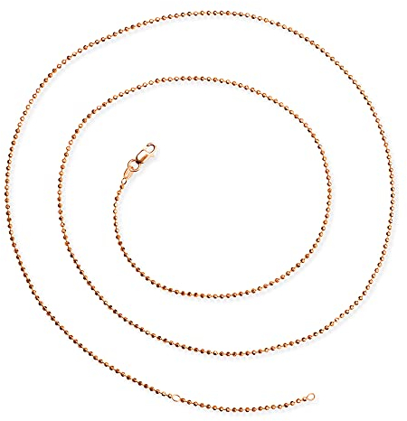 Heartbreaker Kugelkette I Facettierte Halskette für Anhänger aus rotgoldplattiertem 925 Sterling Silber I Länge 85 cm & Stärke Ø 1,8 mm I In Goldschmiedequalität gefertigt I HB 180 BCF RG