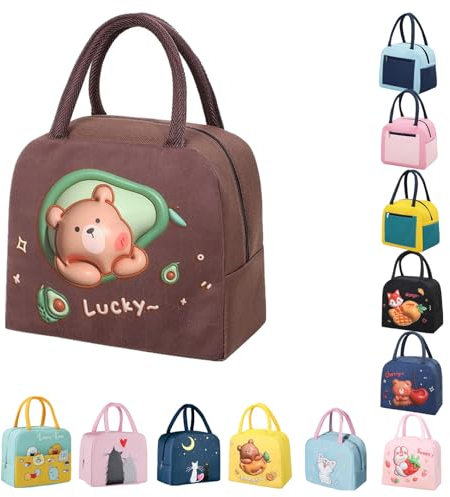 WYSUMMER Bolsa de almuerzo, bolsa de mano aislada para mujer, lonchera aislada de cartón, bolsa enfriadora, resistente al agua, organizador de almuerzo para niños y estudiantes (Café Aguacate)