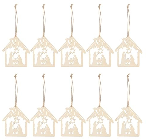 BESPORTBLE 20 Stück Weihnachtskrippe, Weihnachtsschmuck, Holz-Hängeornamente, Krippe, Weihnachtsbaumschmuck, Andenken, die Geburt Jesu, religiöses Geschenk für Familie
