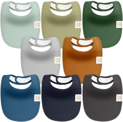 8er-Pack Bio Baby Lätzchen Mädchen und Jungen – Lätzchen Baby Baumwolle, Sabberlätzchen Baby zum Zahnen, Weich und Saugfähig Babylätzchen Abwaschbar for Säuglinge und Kleinkinder Bib (Hunter)