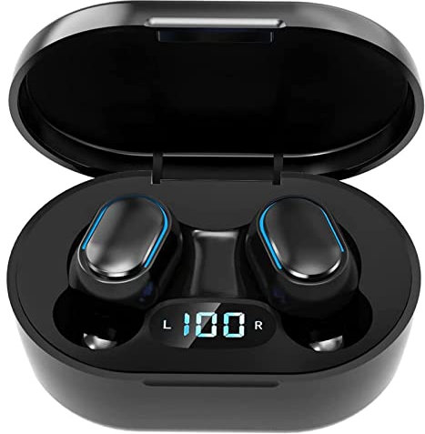 Auriculares inalámbricos, Bluetooth 5.3, graves profundos HiFi con micrófono, pantalla LED de reproducción de 120 horas, control de botón impermeable IPX7, auriculares inalámbricos verdaderos
