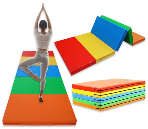 5-Panel Folding Gymnastik Tumbling Matte für Zuhause 8.2'x3.2'x2 Dick Gymnastik Übung Aerobic Gepolstert Wasserdichtes PU-Leder Yoga Stretching Fitnessgeräte für Kinder Spiel Workout