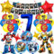 Luftballon 7. Geburtstag Junge, Geburtstagsdeko 7 Jahre Party Supplies Ballons, 3D Folienballon Kindergeburtstag Deko, Luftballons Girlanden Banner Set für Kinder Geburtstag Party Dekoration
