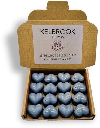 Wax Melts - Sandalwood and Black Pepper | 16 Pack | Strong Scented | Made in The UK | Plastic Free | Vegan
