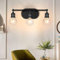 Mengjay Vintage Schwarz/Gold Spiegellampe für Das Bad, Industrial Stil E27 Bad Spiegelleuchte 3 Flamming, Retro Metall Eisen Badezimmer Wandlampe, 42CM Badlampe Wand (Schwarz)