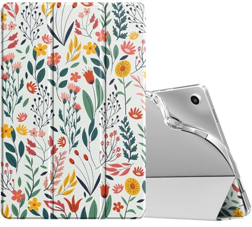 TiMOVO Coque pour Samsung Galaxy Tab A9+/A9 Plus 11 2023 SM-X210/X216/X218, Étui de Protection Arrière en TPU Translucide pour Galaxy Tab A9+, Réveil/Sommeil Automatique, Fleur
