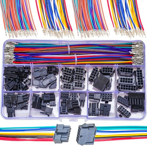 Tcenofoxy JST Molex Kabelverbinder-Set, kompatibel mit Molex Micro-Fit 3,0 mm, zweireihig, 1P, 2P, 3P, 4P, 5P, 6P, Stecker-Buchse, Gehäuse mit hochwertigen 22AWG vorgecrimpten Kabeln (TC-3.0-Dual)