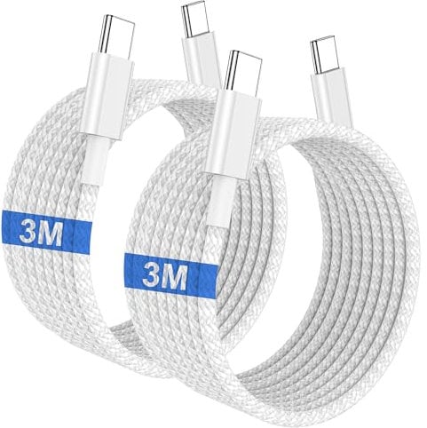 USB C Charger Cable 3M for iPhone 16/15, Extra Long USB C to C Fast Charging Lead, 60W Type C Fast Charge Cord for Apple iPhone 16/16 Pro Max/15 Plus/15 Pro,iPad 12.9/11 inch/Mini/Air,Samsung S24+/S23