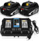 2X Ricambio BL1850B per Makita batteria 18V + 14,4V-18V DC18RD Caricabatterie doppia porta 3A per Makita DC18RD DC18RA DC18RC DC18SF (spina UE) Goodexo