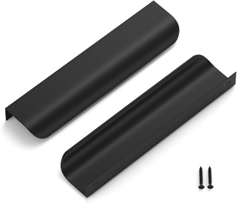 LONTAN 4 Stück Versteckte Schrankgriffe Schwarz 160mm Griffe Verdeckt Schwarz Griffleiste Schubladengriffe Verdeckt Möbelgriffe Küchengriffe Türgriffe Küche Aluminium