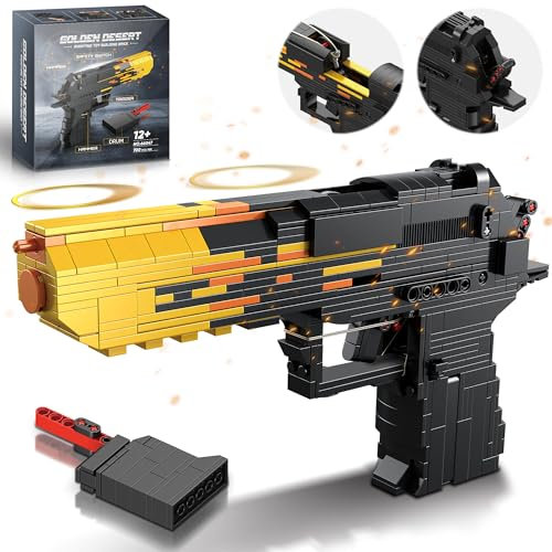 Fluorspar blaster Baustein-Pistole für Erwachsene, 1:1 Pistole-Bauset für Jungen ab 14 Jahren, die Gummiband zum Selberbauen zusammenbaut, Sammlergeschenk für Spielzeugliebhaber, 700 Stück