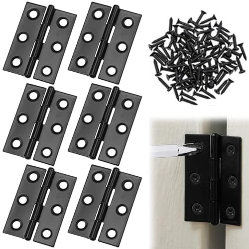 GHPKOTW 6 Pezzi Cerniera in Acciaio Inox 44 Mm × 31 Mm - Per Pianoforte, Porte, Finestre, Armadi Con 36 Viti (Nero)