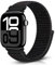 Bcuckood Nylon Sport Armband Kompatibel mit Apple Watch 38mm 40mm 41mm 42mm(Serie 11 10) für Damen Herren, Sport Solo Loop Armband für iWatch Serie SE 9 8 7 6 5 4 3 2 1, Offizielles Schwarz