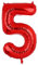 Geburtstags-Zahlenballons XXL-Riesen-Folienballons 40 Zoll – 101 cm Luftballons Geburtstag Jungen Mädchen Babyparty Geburtstagsdekorationen Jubiläumsparty-Dekorationen (Rot, 5)
