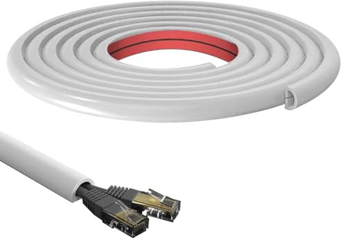 Kabelkanal Selbstklebend,Flexibler Kabelkanal PVC Halbrunde Kabelabdeckung 15x10mm Mini Kabelkanal Kabelschacht Wand für Haus Büro Lager (Weiß Halbrund, 2M)