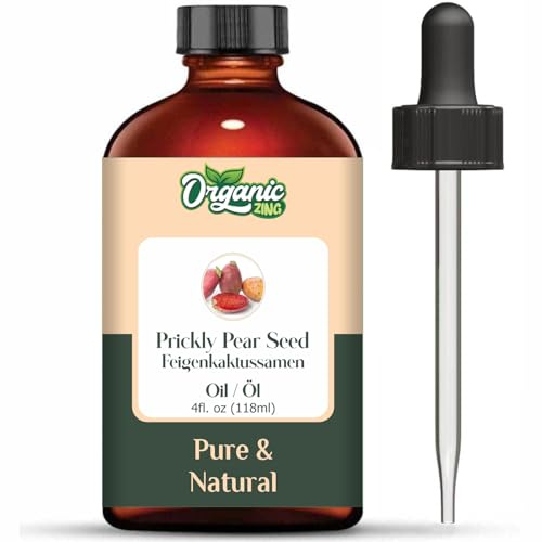 Organic Zing Prickly Pear Seed Oil | Pure & Natural Essential Oil for Skincare, Hair Care & Massage - 118ml/3.99fl oz