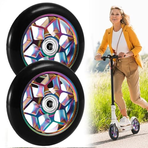 Stunt Scooter Rollen 110mm: LEKEFETO 2 StückStunt Scooter Räder mit ABEC-9 Lager, Kick Scooter Rollen Verdickte Langlebigkeit PVC für alle Roller mit 110mm Rädern