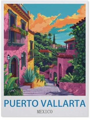 GSBRSNTS Puerto Vallarta, Mexiko，Metallschild Aluminium Wanddekoration, Poster Geschenk für Zuhause, Schlafzimmer, Bar, Restaurant, Café, Club（20 x 30 cm） 8 x 12 Zoll-O65，BEAYODKP