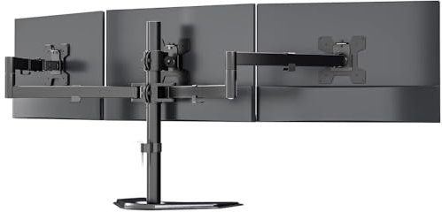Desk Monitor Mount, Three-Screen Monitor Stand Supports up to 27 inch Monitors with a Maximum Force of 10 kg per Head, Elevate Your Desktop Setup