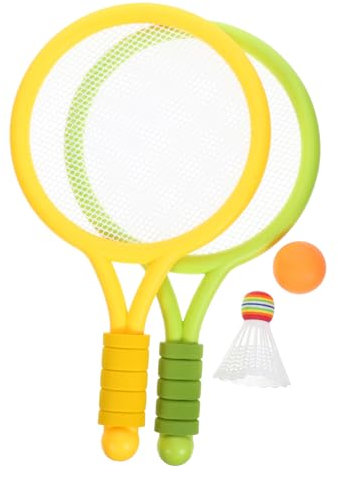 WHAMVOX Kids Tennis Racket Set Fun Plastic Rackets with Balls Random Handle Style for Family Outdoor Sports and Playtime Activities