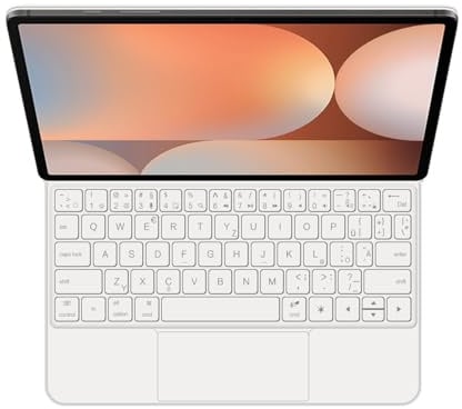 GUPENAA Tastaturhülle für Samsung Galaxy Tab S9 Ultra 14.6'' 2023, Magischer Schwimmender Cantilever-Ständer, 7 Farben Hintergrundbeleuchtung, Integriertes Trackpad,Weiß,German