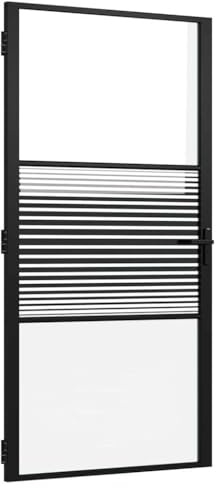 vidaXL Interior Door Black 102.5 x 201.5 cm, Living Room, Modern Door, Rectangular, Tempered Glass, Durable Indoor, Elegant Panel Divider