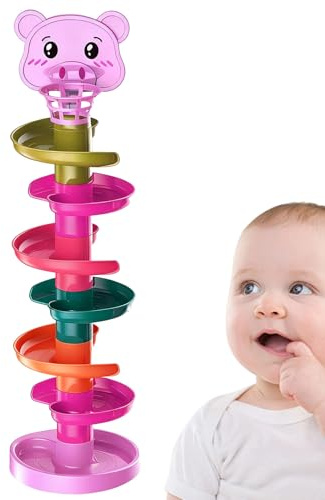 Rutschenspielzeug für Kugelfall, stapelbares Streckenset mit Kugelfall, Rutschturm zum Werfen, Spielzeug für 1-3 Jahre
