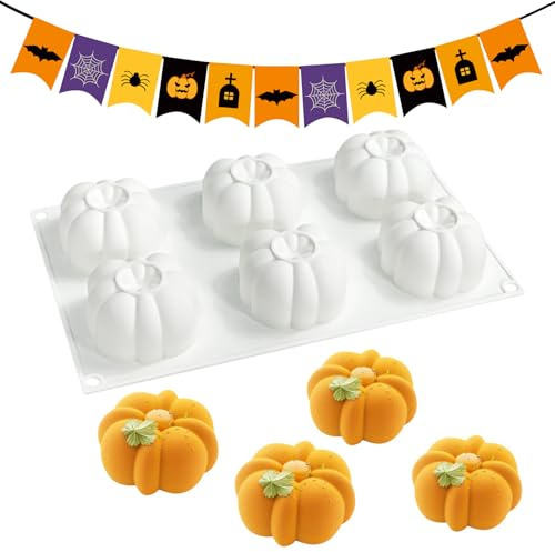 Stampo in silicone per - Teglia antiaderente a 6 cavità, stampo riutilizzabile per Halloween | Tortiera autunnale per cupcake al cioccolato, gelatina, dessert, caramelle, per la decorazione di d