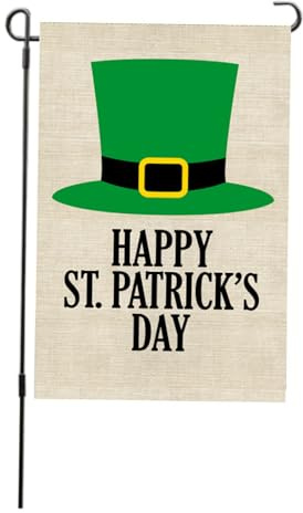 Buachois St. Patrick's Day Flag doppelseitige Gartenfahne Frühling Wetterfest Polyester 100D, Ganzjahres St. Patrick's Gartenfahne dekoration Grün für Rasen Hof Terrasse Balkon Par (S04)