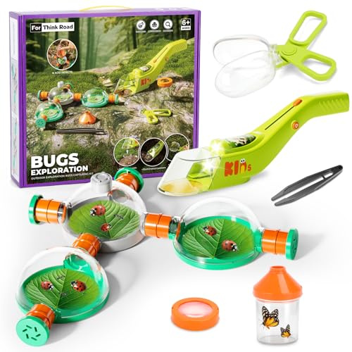 deAO Kit de Explorador para Niños 6+ Años, Set de Investigación de Bichos | Atrapa Insectos LED, Hábitat de Insectos, Copa de Observación, Pinzas, Clip Cápsula, Aire Libre Aventura Educativos Juguetes