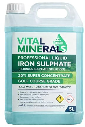 Iron Ferrous Sulphate Solution 20% Pro Grade Moss Killer Grass Feed Lawn Tonic - 5 Litre Jerrycan