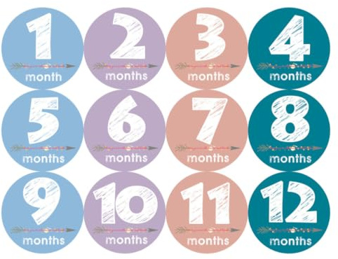 Kichvoe 12stücke Teiliges Meilenstein Sticker Neugeborene Monatsaufkleber für Fotorequisiten Babybauch Aufkleber für Schwangere Dekorative Wandtattoo für Babyfotografie und Erinnerungen