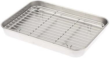 Rostfritt stål bakplåt med grill - avtagbar kylgrill verktyg för grillning för bakning för grill för ugn