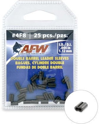 AFW American Fishing Wire Double Barrel Crimp Sleeves, Size #4F8/.044, Black, 25 pc