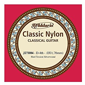 D'Addario J27H04, cuerda individual de nailon para guitarra clásica, nivel principiante, tensión dura, cuarta cuerda