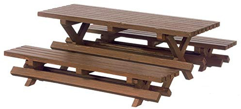 Aztec Imports, Inc. Puppenhaus Miniatur Gartenmöbel Latten Holz Picknick Tisch und Bank Set