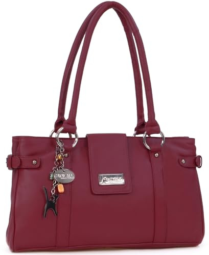 Catwalk Collection Handbags - Damen Leder Schultertasche - Handtasche Mittelgroß für Notizbuch A5 - Martina