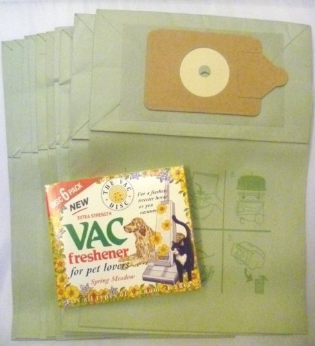 Numatic Henry Vacuum Cleaner Pack of 10 Paper Dust Bag With 6 Air Fresheners Included To Fit Henry Micro HVR200M-22 HZ 250 NQS250B NQS250 NVQ200 Hetty HET200A Henry Xtra HVX200A Henry HVR200A AVQ250 HZ 200 RSV130 Henry Turbo Henry Extra James Basil