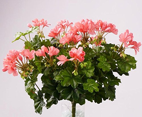 kunstpflanzen-discount.com Künstliche Geranien mit 116 rosa farbigen Blüten, Höhe und Durchmesser ca. 40cm - Pelargonien Kunstblume blühend zum Stecken