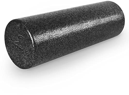 ProsourceFit High Density Foam Rollers 18 - inches long, Firm Full Body Athletic Massage Tool for Back Stretching, Yoga, Pilates, Post Workout Muscle Recuperation, Black