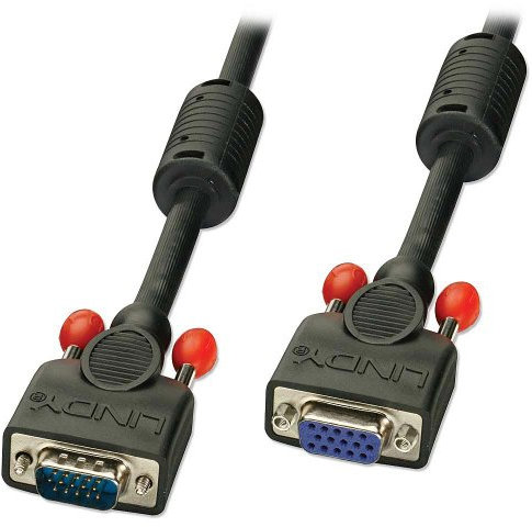 Lindy 37396 Prolunga Monitor S-VGA Premium con Viti, 10 m, Nero