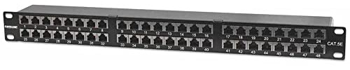 Intellinet 48-Port Cat5e Patchpanel (geschirmt) FTP 19 2 HE Klemmleisten mit 90 Grad abgewinkelten Kabeleinführungen schwarz 513517