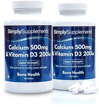 Calcium 500mg & Vitamin D3 200iu | Supports Bone & Teeth Health | Contributes to Normal Muscle Function | Vegan & Vegetarian Friendly | 360 Tablets = 6 Months’ Supply | GMP-Certified & UK-Made