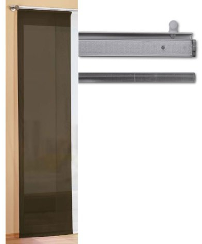 Gardinenbox Flächenvorhang Schiebegardine, transparent, unifarben, mit Paneelwagen aus Alu, 245x60, Braun, 85589943011