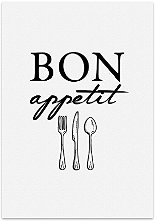 TypeStoff Kunstdruck, Poster mit Spruch – BON APPETIT – Typografie-Bild auf hochwertigem Karton - Plakat, Druck, Print, Wandbild - KD-00124-L
