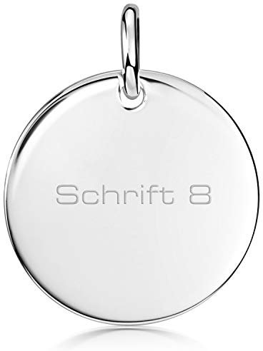 Materia Gravur Geschenke für Männer - 925 Silber Kettenanhänger Herren rund KA-323-Schrifttyp 8