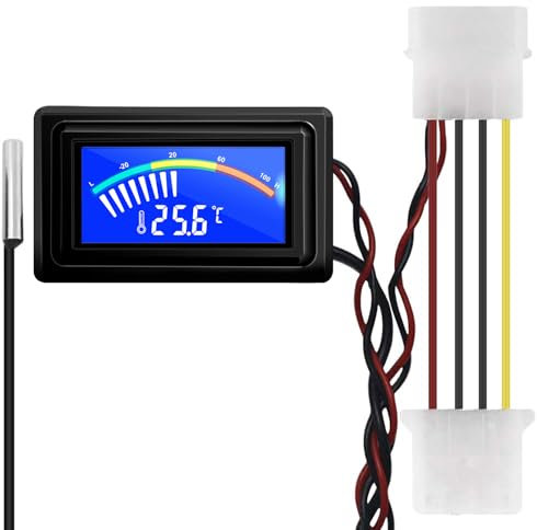KETOTEK LCD Digitales Thermometer Temperaturmonitor mit Wasserdichte Sonde 50℃~110℃ für Computer Wasserkühlung PC Aquarium Autos Terrarien, 4 Pin Stecker DC 4V-25V Celsius/Fahrenheit