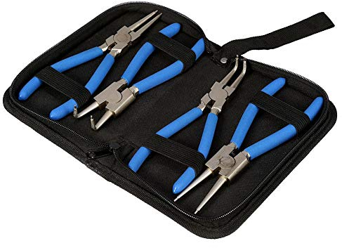 Estink Juego de 4 alicates para anillos de seguridad, 175 mm, alicates de anillo de seguridad de 7 pulgadas, para anillos de seguridad exteriores e interiores, juego de alicates de anillo de seguridad