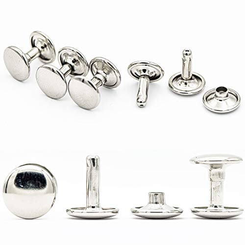 My Belt - 100 Stück Hohlnieten für Leder, Ledernieten 12mm Silber, Doppelkappe Nieten, Gürtelnieten Kappe